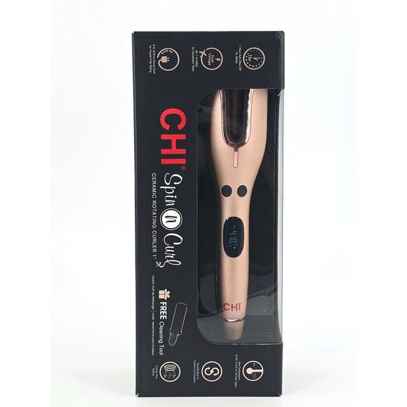 CHI Spin N Curl Special Edition Ceramic Rotating Curling Iron Rose Gold New - Picture 10 of 16